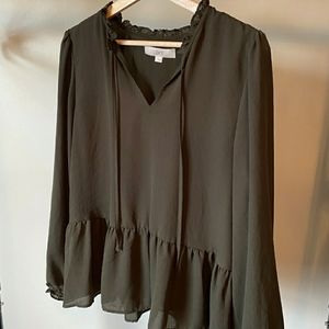 Loft | Large Peplum Olive Top